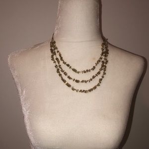 Gold Three Layer Circle Plated Necklace With Adjustable Back Clasp